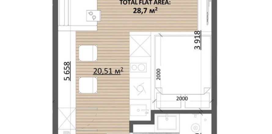 Studio Apartment in Pererenan, Mengwi, Badung, Bali (15553)
