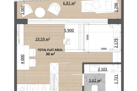 Studio Apartment in Pererenan, Mengwi, Badung, Bali (15554)