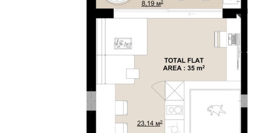 Studio Apartment in Canggu, Badung, Bali (15579)