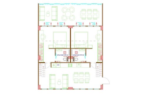 Планировка Квартиры «2BR-2» с 2 спальнями в ЖК Abba Melasti Residence