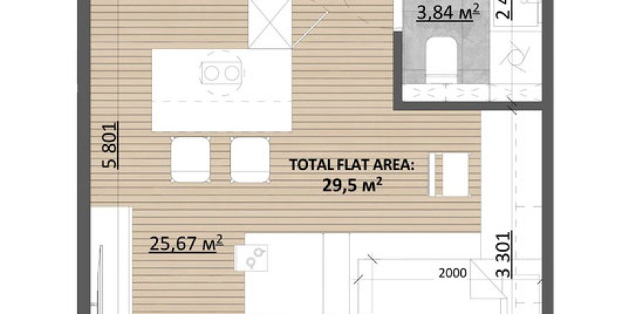 Studio Apartment in Pererenan, Mengwi, Badung, Bali (15559)