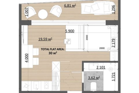Studio Apartment in Pererenan, Mengwi, Badung, Bali (15561)