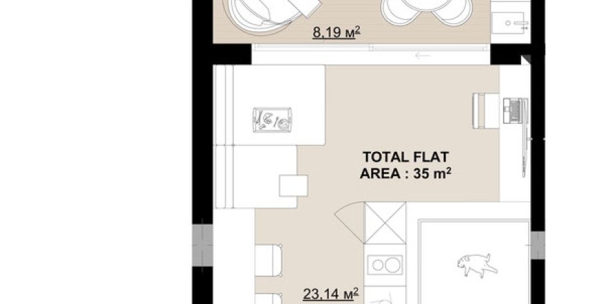 Studio Apartment in Canggu, Badung, Bali (15566)