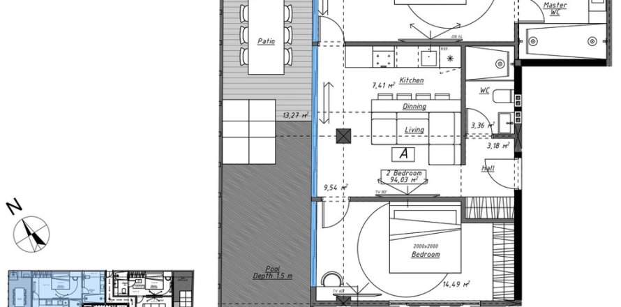 2 bedrooms Apartment in Canggu, Badung, Bali (15591)
