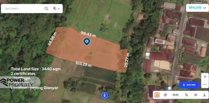 3360m2 Land in Gianyar, Bali (14678)