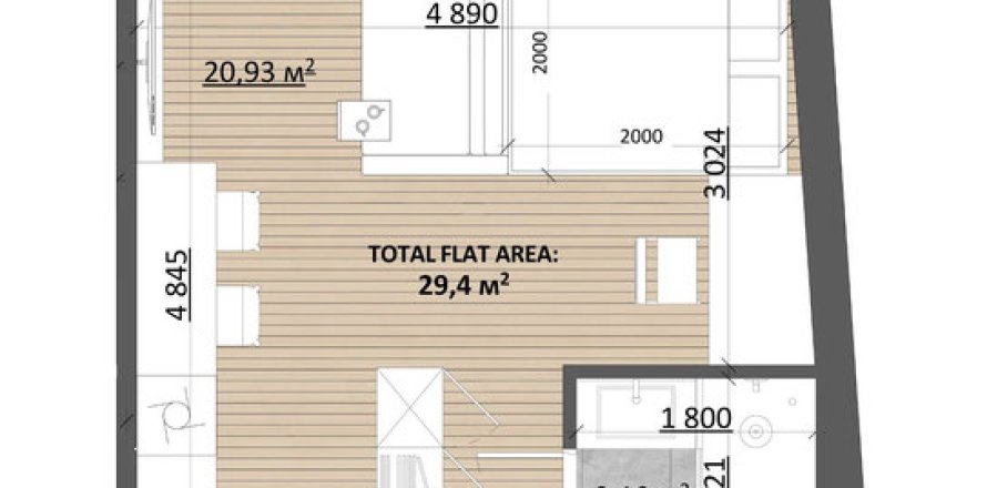 Studio Apartment in Pererenan, Mengwi, Badung, Bali (15550)