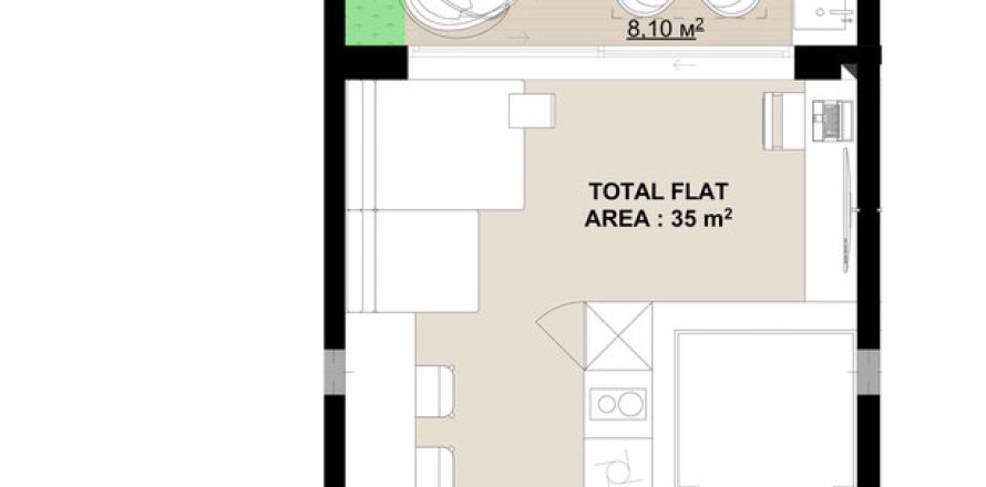 Studio Apartment in Canggu, Badung, Bali (15575)