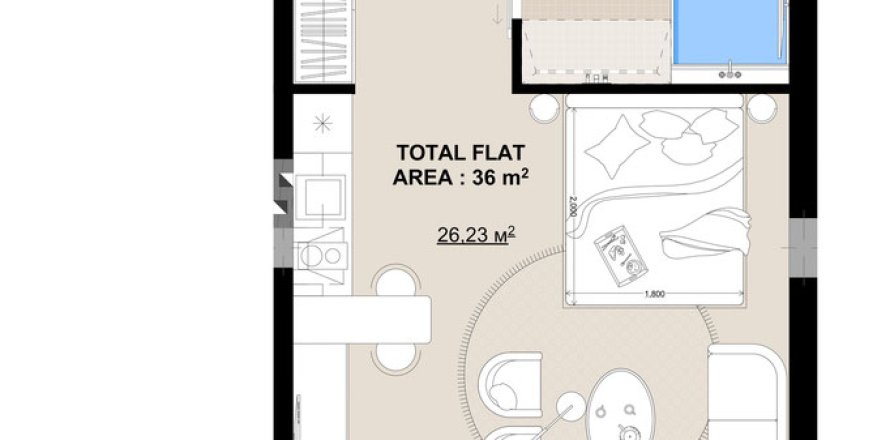 Studio Apartment in Canggu, Badung, Bali (15576)
