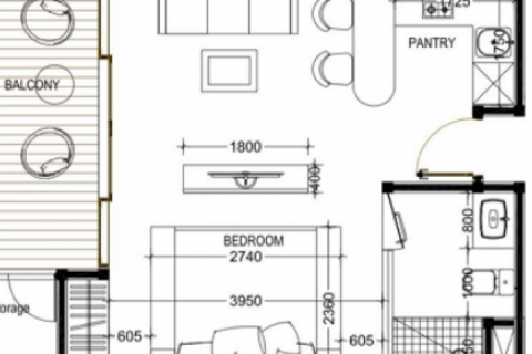 Планировка Пентхауса «1BR-3» с 1 спальней в ЖК The Umalas Signature